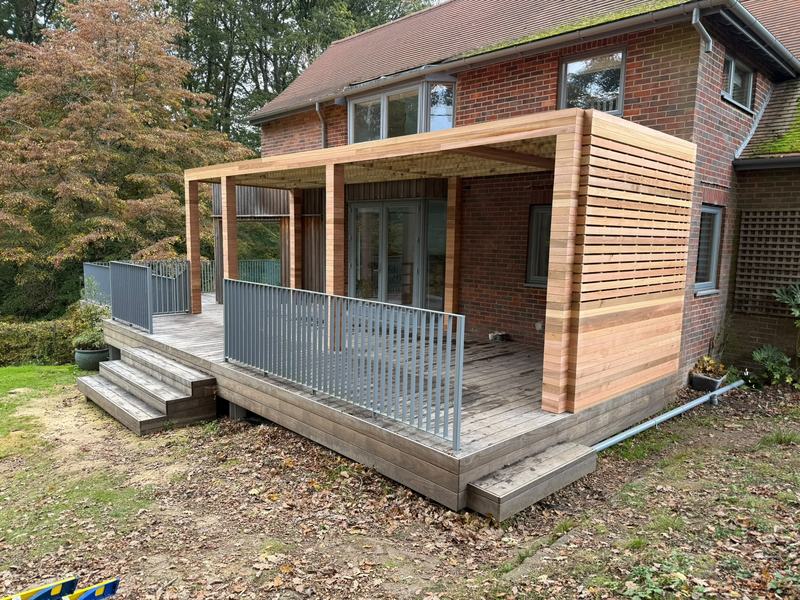 Cedar canopy and deck in Benenden, finished