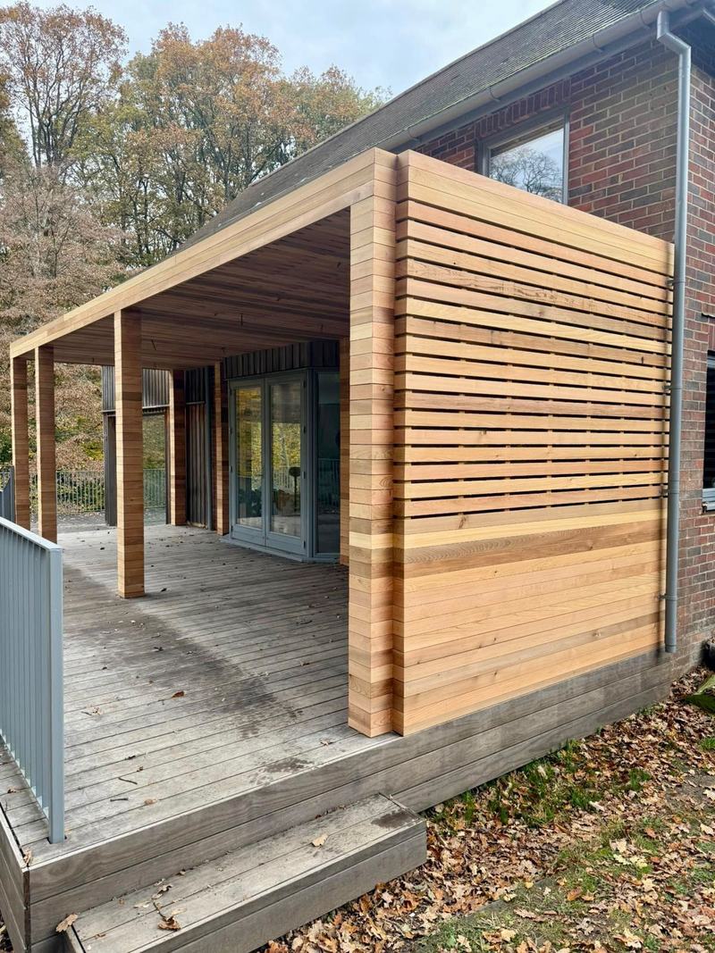 Cedar canopy and deck in Benenden, finished