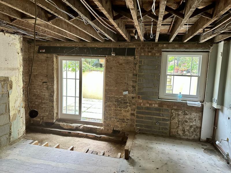 Kitchen and rear opening: before work started