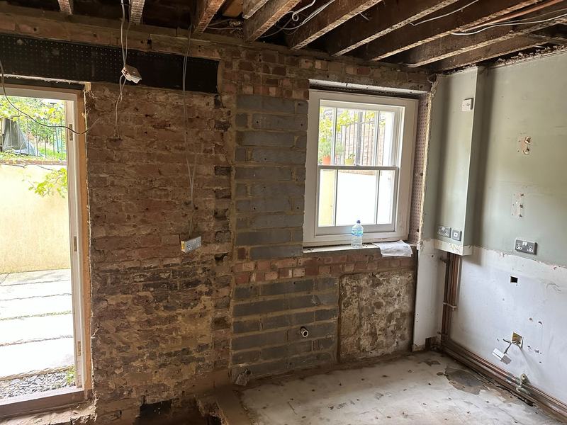 Kitchen and rear opening: before work started