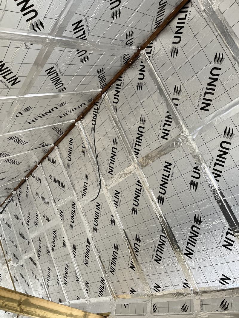 Insulation: Insulation boards fitted and taped at every joint before boarding.